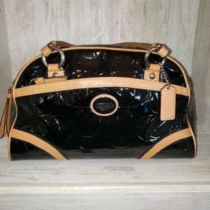 Coach Peyton Embossed Black Patent Leather Satchel